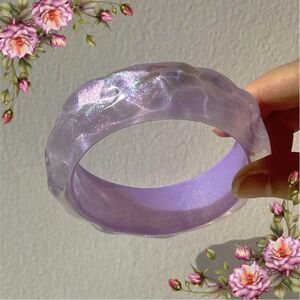 Purple Asymmetrical Textured Thick Resin Bracelet